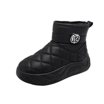 Thick-soled plush loafers, waterproof and warm snow boots for women, new winter fashion cotton shoes, Korean-style short boots