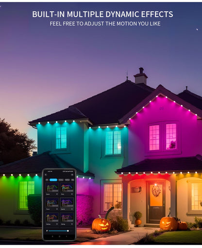 5054 16703IC(WS2812B WS2811) Outdoor Eaves LED Light String Kit 2.4G BEL+WIFI Controller Waterproof Light