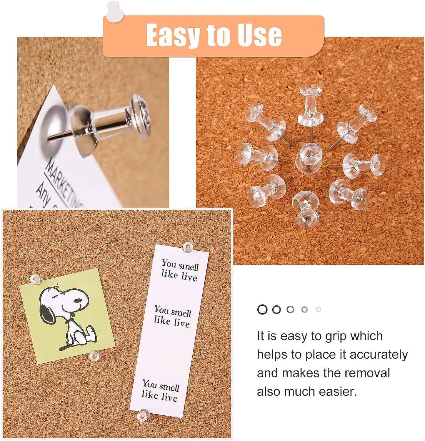 100/500 Pcs Push Pins Transparent Thumb Tacks Home Office School Craft Projects Cork Board Photo Wall Bulletin