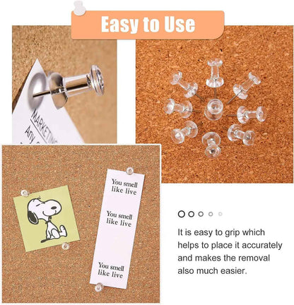 100/500 Pcs Push Pins Transparent Thumb Tacks Home Office School Craft Projects Cork Board Photo Wall Bulletin
