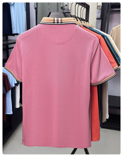 Luxury brand short sleeve polo shirt men fashion simple solid color summer new mercerized cotton breathable casual lapel T shirt