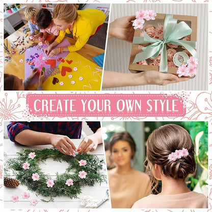 50/100Pcs 4.5cm Artificial Flowers Silk Plum Blossom Heads for Wedding Home Decoration Bride Hair Brooch Wreath DIY Craft Gift