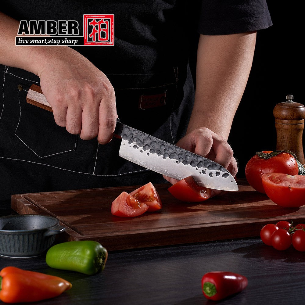 Amber 1-5pcs Kitchen Knives Set 3 Layers AUS-10 Steel Chef Knife Professional Japanese Knife Cooking African Mkuruti Handle