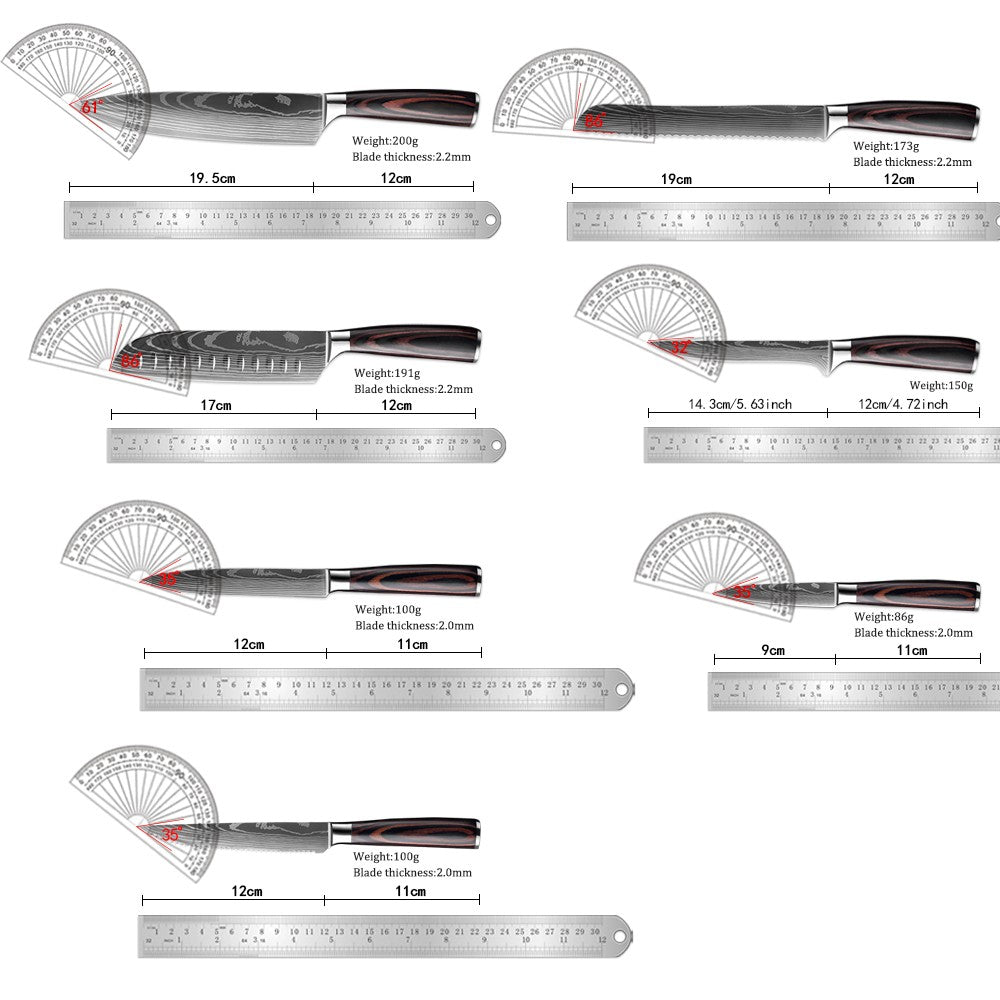 Conjunto de facas de cozinha japonesas 15 peças de chef profissional ultra afiadas para corte muito rápido com suporte tesoura afiador