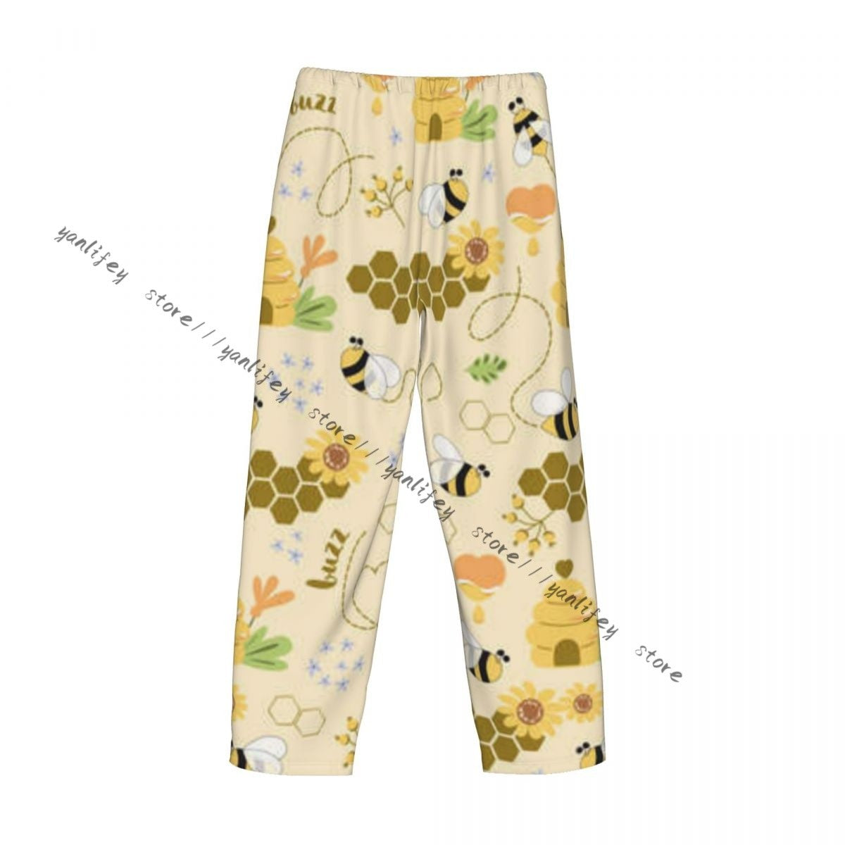 Sweet Honey Cute Bees Hive Flower Mens Pajamas Pyjamas Pants Lounge Pants Sleep Bottoms