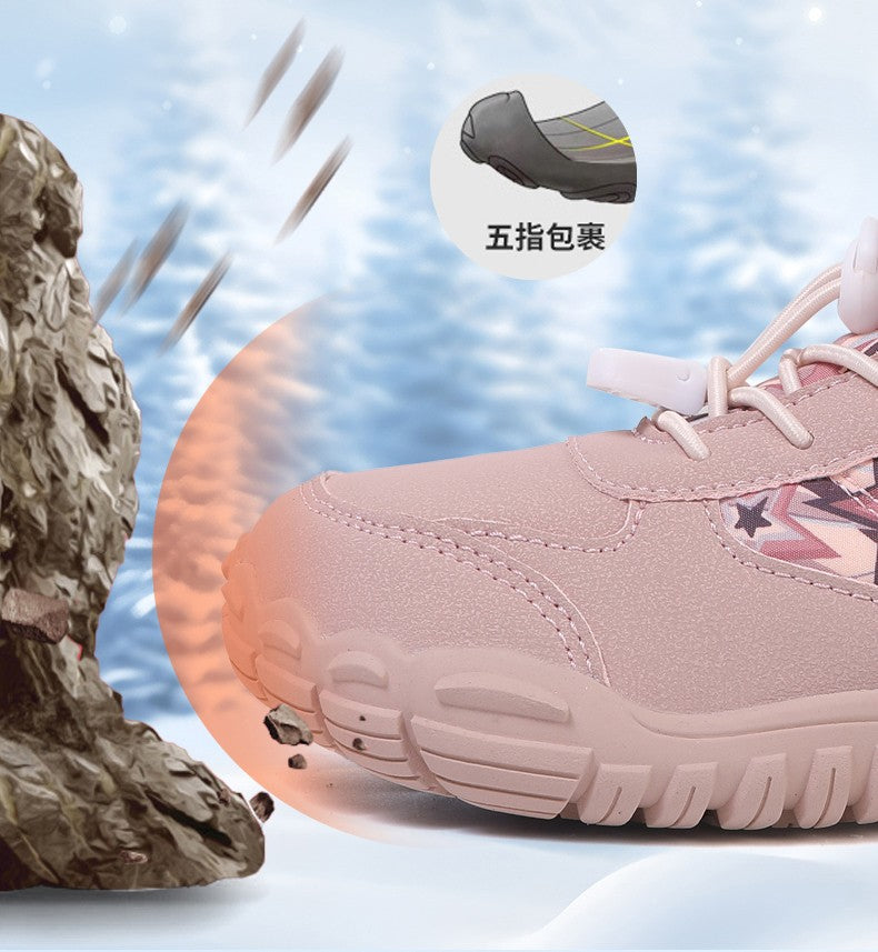 2025 Kids Barefoot Snow Boots Wide Toe Winter Insulated Waterproof Fur Lined Shoes for Boys Girls Cold Weather Outdoor Sneakers