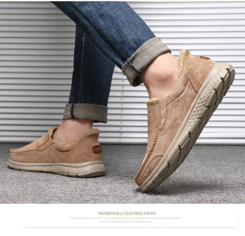 Fashionable Warm Winter Loafers Comfortable Walking Shoes Soft Lightweight Gift for Dad Suitable for Middle-Aged And Elderly Men