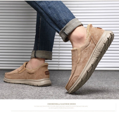 Fashionable Warm Winter Loafers Comfortable Walking Shoes Soft Lightweight Gift for Dad Suitable for Middle-Aged And Elderly Men