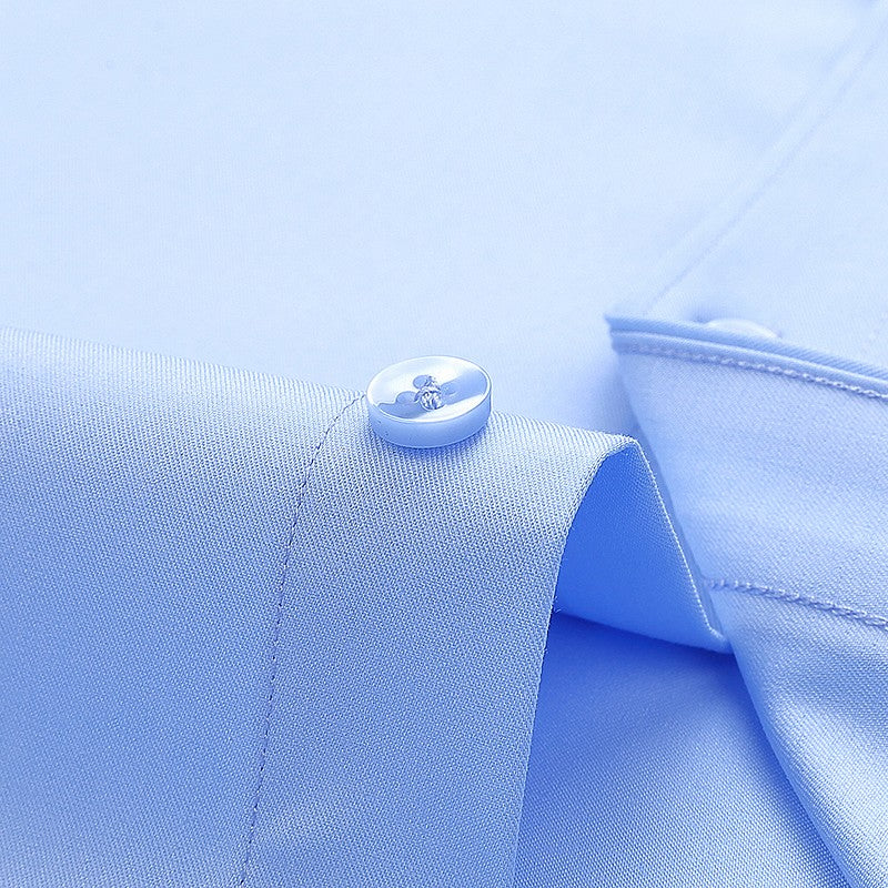 Plus Size 8XL 7XL 6XL 5XL Mens Business Shirts Spring Long Sleeve Bamboo Fiber Solid Free Care Soft Formal Interview Blue Clothe