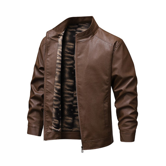 Autumn Thin Velvet Leather Jacket Men 2025 New  Coat Men's Top Windproof Leisure Mens Streetwear Zipper Retro Moto Biker jackets