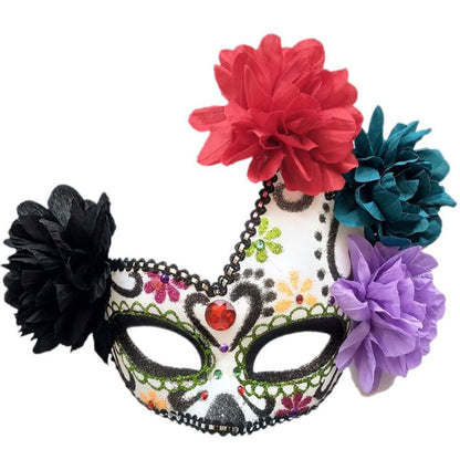 Flowers Halloween Mask Fashion Cosplay Mexican Day of The Dead Mask Retro Exquisite Flower Wearing Ghost Mask Halloween Prom