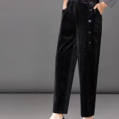 Casual Winter Thin & Thick Fleece Harem Pants Office Lady Solid Elegant Trousers Slim Women's Pants Retro Vintage Casual Pants