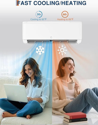 Ar Condicionado Split Mini 12.000 BTU com Bomba de Calor 18.5 SEER Refrigera até 70 m², Inversor CA com Controle Remoto Eficiente em Energia