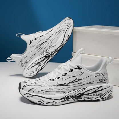 Unisex Running Shoes Breathe Mesh Fashion Lace Up Mens Womens Sneakers Cushioning Thick Sole Outdoor Tennis Shoes for Men Women