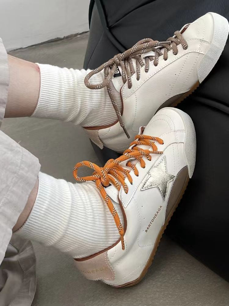 Genuine Leather Inner Higher Retro Star Rubbed Doing Old Dirty Shoes Women Leather Pigskin Top Athletic Casual Board Shoes