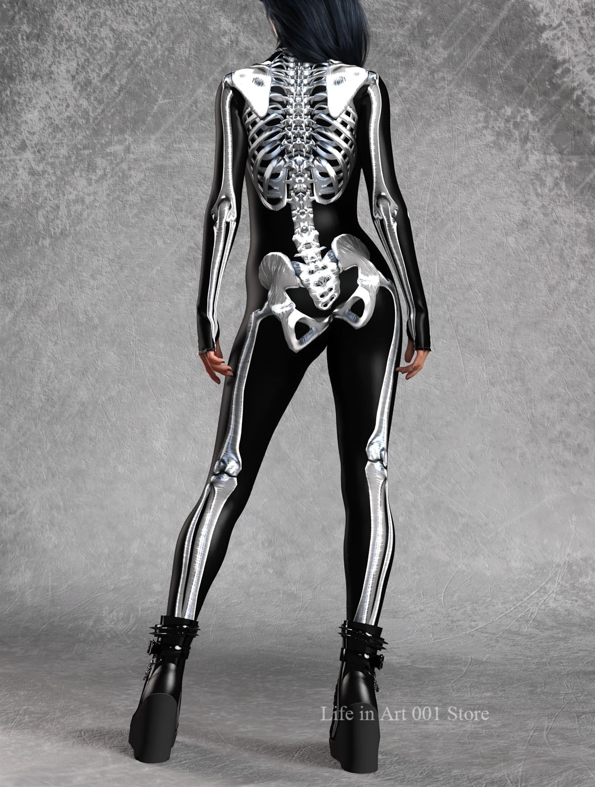 Women Grey Candy Skeleton Bodysuit Halloween Cosplay Costume Carnival Steampunk Artistic Sexy Slim Jumpsuit Performance Zentai