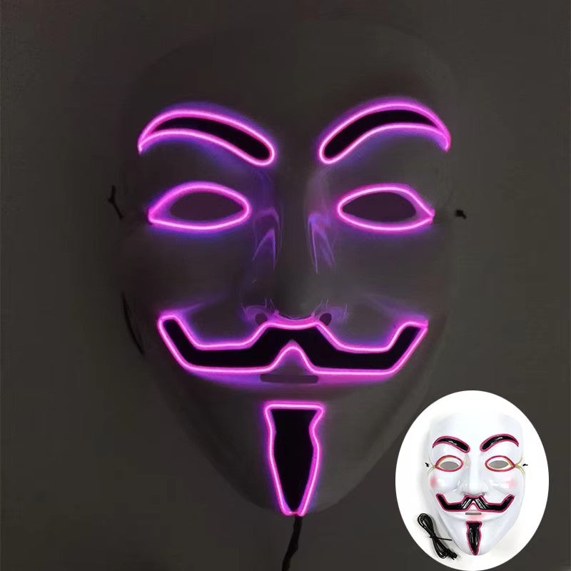 Halloween LED Vendetta Mask Night Club Carnival Party Festival Decoration Cosplay Vendetta Guy Fawkes Mascara Glowing V Mask