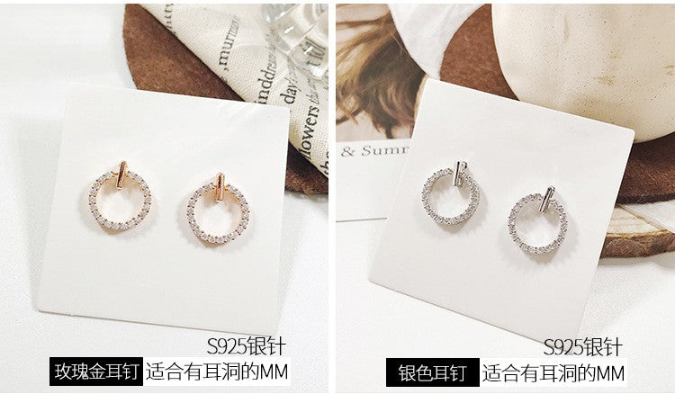 LByzHan Frete Grátis Moda 925 Prata Esterlina Cristal Strass Geométrico Redondo Brincos Para Mulheres Belas Joias