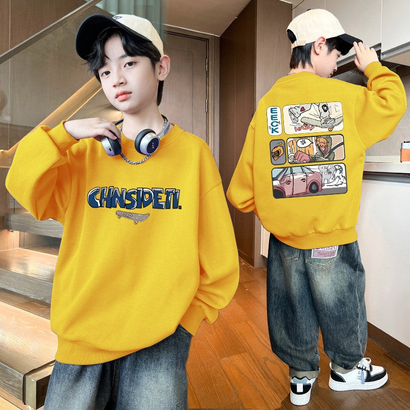 Autumn Baby Boy Clothes Street Graffiti Print Casual Sports Sweatshirts Long Sleeve Children Top Korean Children's Clothes 2025