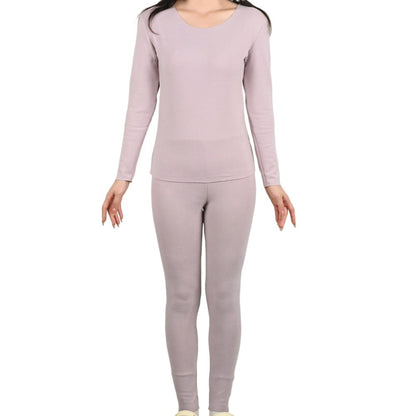 Women's Warm Underwear Set Seamless Thick Double Layer Warm Underwear Winter Long-Sleeved Long Pants 2 Pcs Pajama