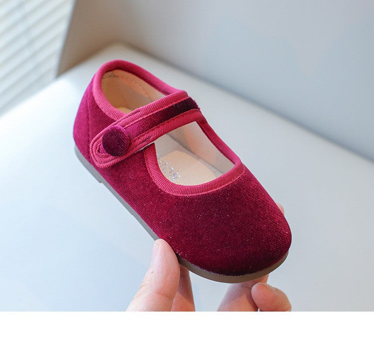 2025 Princess Flat Shoes for Baby Girls Kids Autumn Vintage Soft-sole Flatties with Low-cut Uppers Children Flats