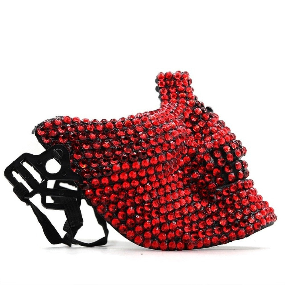 Gothic Handcrafted Half-Face Masquerade Mask Sparkling Punk Rock Style Rhinestone Mask Horror Style Full Diamond Mask Unisex