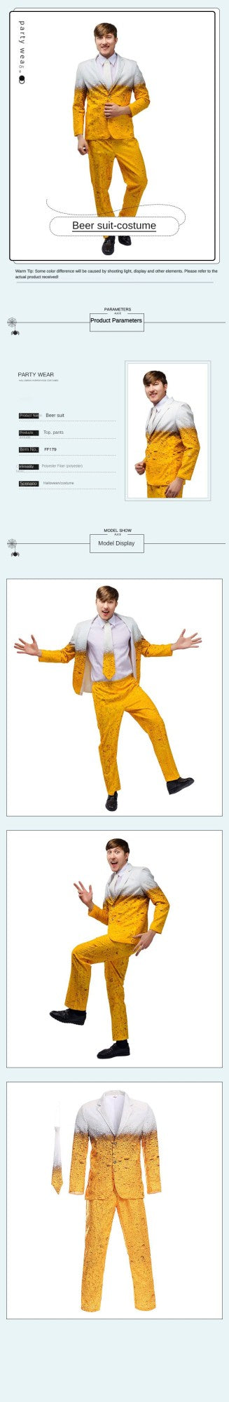 Men's Oktoberfest Suit Costume Adult Bavarian Beer Cosplay Dress Fancy Yellow Carnival Party Fantasia Halloween Role Clothes