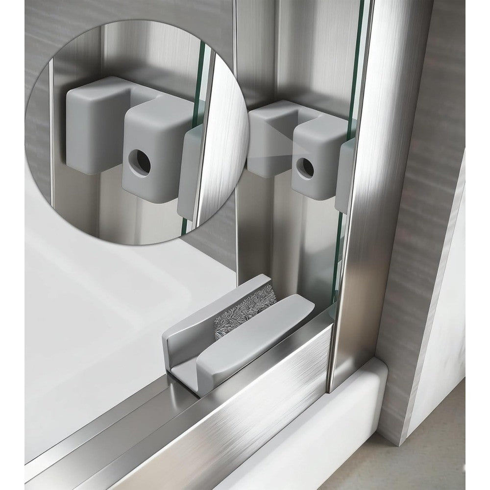Shower Door 44 to 48'' W x 72'' H,Semi Frameless Double Sliding Shower Glass Door with 1/4" Clear SGCC Tempered Glass,Stainless