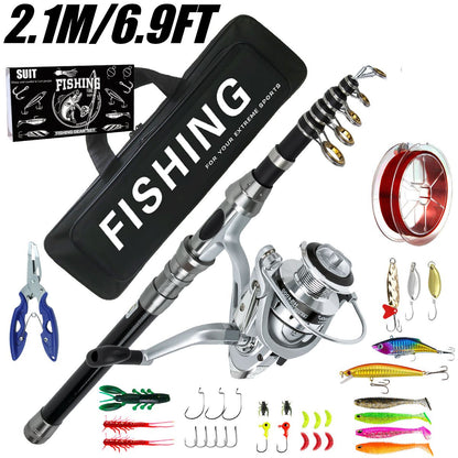Conjunto de Vara e Carretilha de Pesca Arremesso Longo Luya Vara e Carretilha de Pesca Marinha Combinadas Vara de Spinning Telescópica