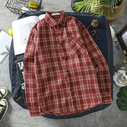 Long Sleeve Men's Shirt and Blouse Cargo Clothes with Pocket Plaid Male Top Luxury Button Aesthetic Sleeves Fashion 2025 Vintage