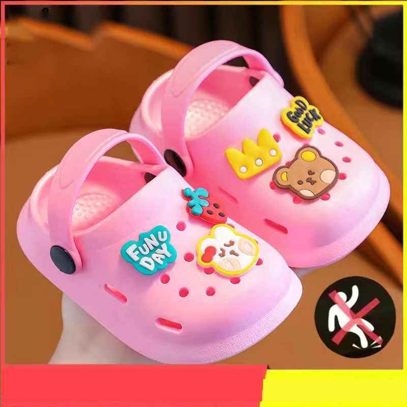 Children's Slippers Summer Boys and Girls Cartoon Cute Anti-Slip Open-Toe Clogs Infant Toddler and Big Kids Sandals