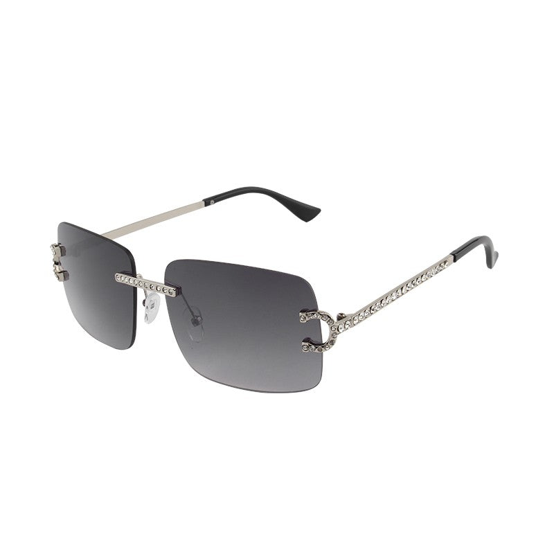 Fashion Rimless Square Sunglasses Vintage Diamond Brand Design Cut Lens Sun Glasses Men Women Metal Frame Luxury UV400 Eyewear