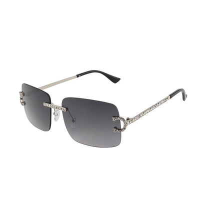 Fashion Rimless Square Sunglasses Vintage Diamond Brand Design Cut Lens Sun Glasses Men Women Metal Frame Luxury UV400 Eyewear