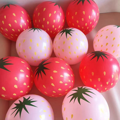 20/50pcs Strawberry Balloons Watermelon Fruit Birthday Party Summer Beach Hawaiian Party Decoration Chlidren Kid Birthday Globos