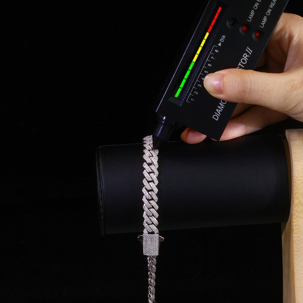 ICEBLING VVS Moissanite Cuban Bracelet 8mm 925 Silver for Men Women Iced VVS Cuban Chain with GRA Certificate