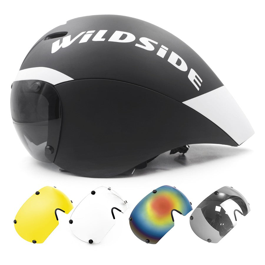 Capacete de Ciclismo de Estrada Wildside Aero TT Capacete de Segurança para Bicicleta de Triathlon Ultraleve com Óculos Acessórios para Bicicleta