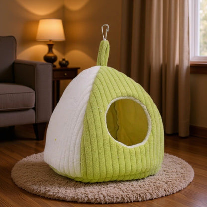 Ninho Quente para Papagaio, Ninho Bonito e Confortável para Pássaros na Cor Amarela, Cama Suspensa, Espesso e Forrado com Lã para o Inverno, Ninho de Algodão para Pássaros Pequenos