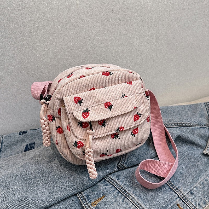 Cute Strawberry Shoulder Bag Casual Zipper Trendy Crossbody Bag Tote Handbag for Women Girls Travel Work Messenger Bag Handbags