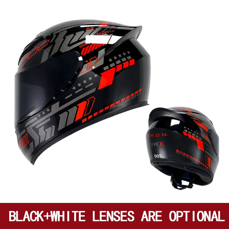 Capacete de motocicleta de inverno masculino e feminino quatro estações universal motocicleta capacete completo motocicleta retrô de cruzeiro bolinhas