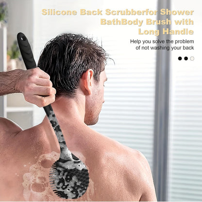 Long Handle Back Scrubber Brush - Exfoliating Body Brush for Shower, Bath & Spa | Soft Skin Massager for Men/Women