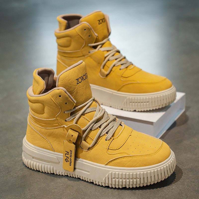 Fashion Leather Ankle Boots Men's Skate Sneakers Comforty Non Slip Wear Resistant Sole Winter Boots Preppy Street Casual Shoes