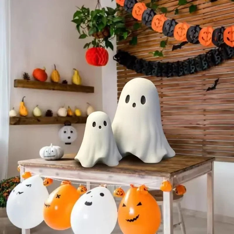 Estátua fofa de fantasma com dedo do meio, estatuetas assustadoras de fantasmas, decorações de casa para feriados, decorações de Halloween? Pequena mini decoração