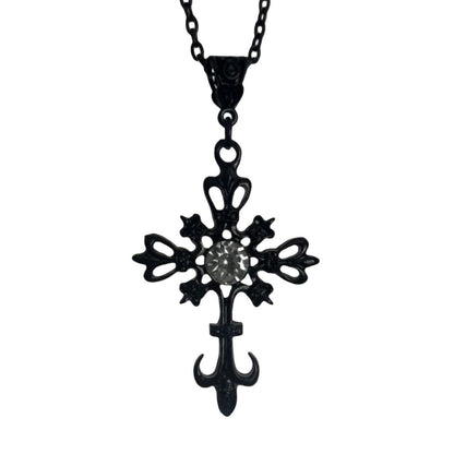 Gothic Cross Necklace For Women Men Punk Hollow Flower Cross Charms Choker Chain Vampires Pendant Jewelry Party Accessories Gift
