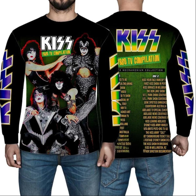 KISS BAND Tshirt Men Fashion Graphic T shirts 3D Printing Men's Clothing Breathable Simple Long Sleeve Hip Hop T-shirt Tops