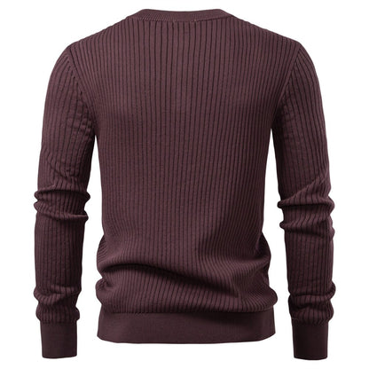 AIOPESON Men's Long Sleeve T-shirt Fall Winter Fashion Knit Slim Fit Polo Sweater Riibed Henry Collar Sweatershirt for Man