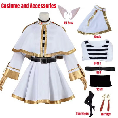 Cosplay Sousou No Frieren: Fantasia, Peruca, Sapatos, Bonecos de Anime, Vestido de Mago, Orelha de Elfo, Halloween, Natal para Mulheres