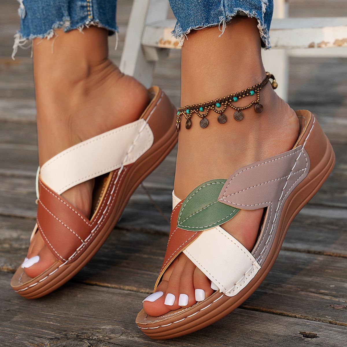Women's Sandals Comfortable Wedges Heels Sandals Summer 2025 Shoes Woman Heeled Slippers Women Summer Footwear Chaussures Femme