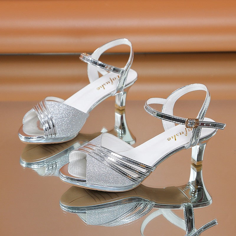 shoes woman trend Summer New Style British Style Fish Mouth Buckle Fashion Open-toe Sandals Women Fashion Comfortable High Heels