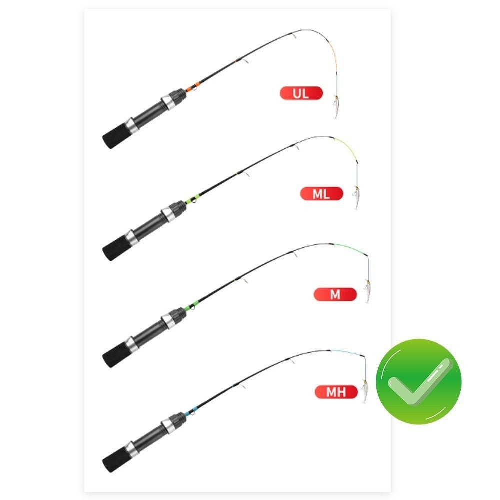 Vara de Pesca no Gelo de Inverno 2 Seções Ultraleve Design Tipo Giratório Vara de Pesca 52cm de Comprimento Vara de Pesca Ultraleve Pesca de Inverno