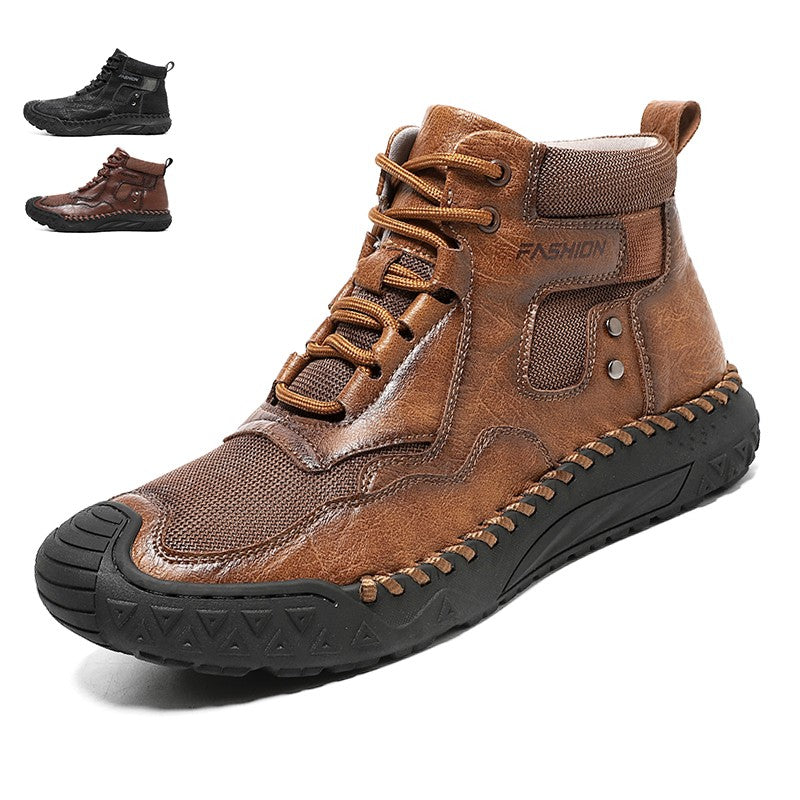 New Autumn Handmade Leather Men Boots Outdoor Design Sneakers Man Breathable Casual Leather Shoes Men Ankle Boots Fall Plus Size